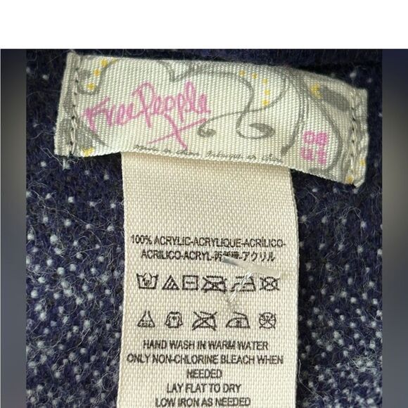 Free People Desert Dream Blue Striped Cowl Neck Poncho One Size. - Picture 7 of 10